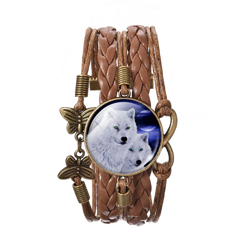 2019 очаровательный стеклянный купольный волчий браслет многослойный Плетеный