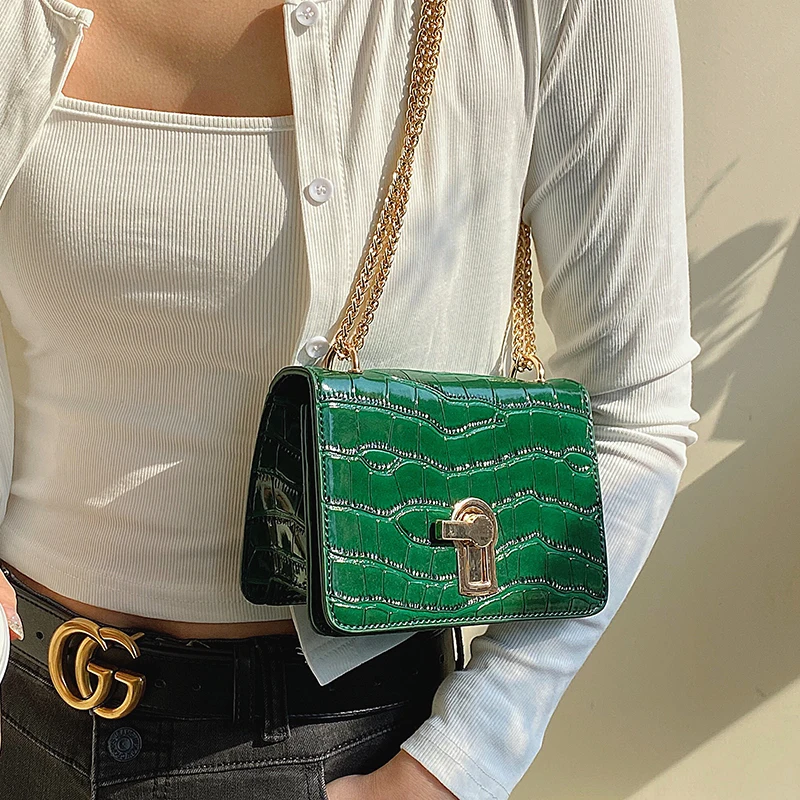 

Дизайнерская сумка через плечо из искусственной кожи с узором под камень для женщин 2021 модные роскошные сумки на цепочке Женская модная дор...