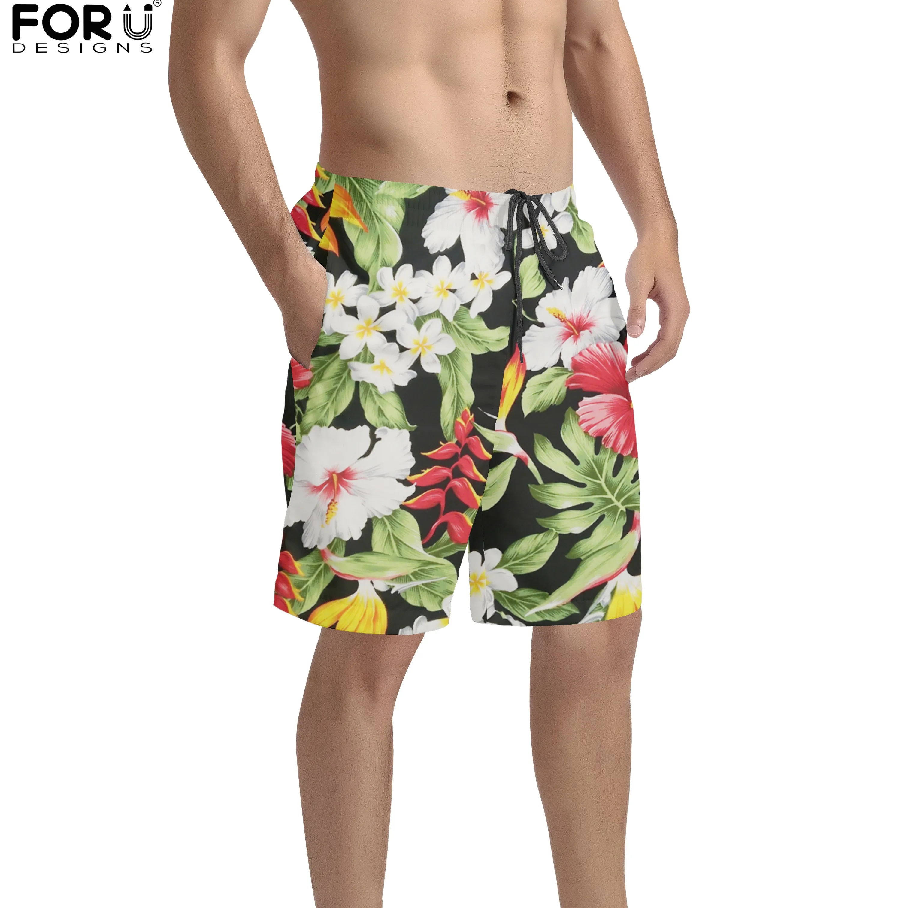 

FORUDESIGNS/пляжные шорты с тропическим цветочным узором и растительным узором; Мужские дышащие спортивные шорты для плавания; Сезон лето