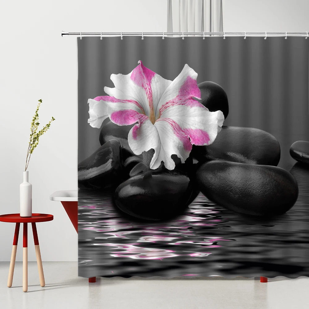 

Zen Stone Shower Curtain Washable Polyester Fabric Modern Bedroom Decor Home Bathroom Supplies With Hooks Bath Hanging Curtains