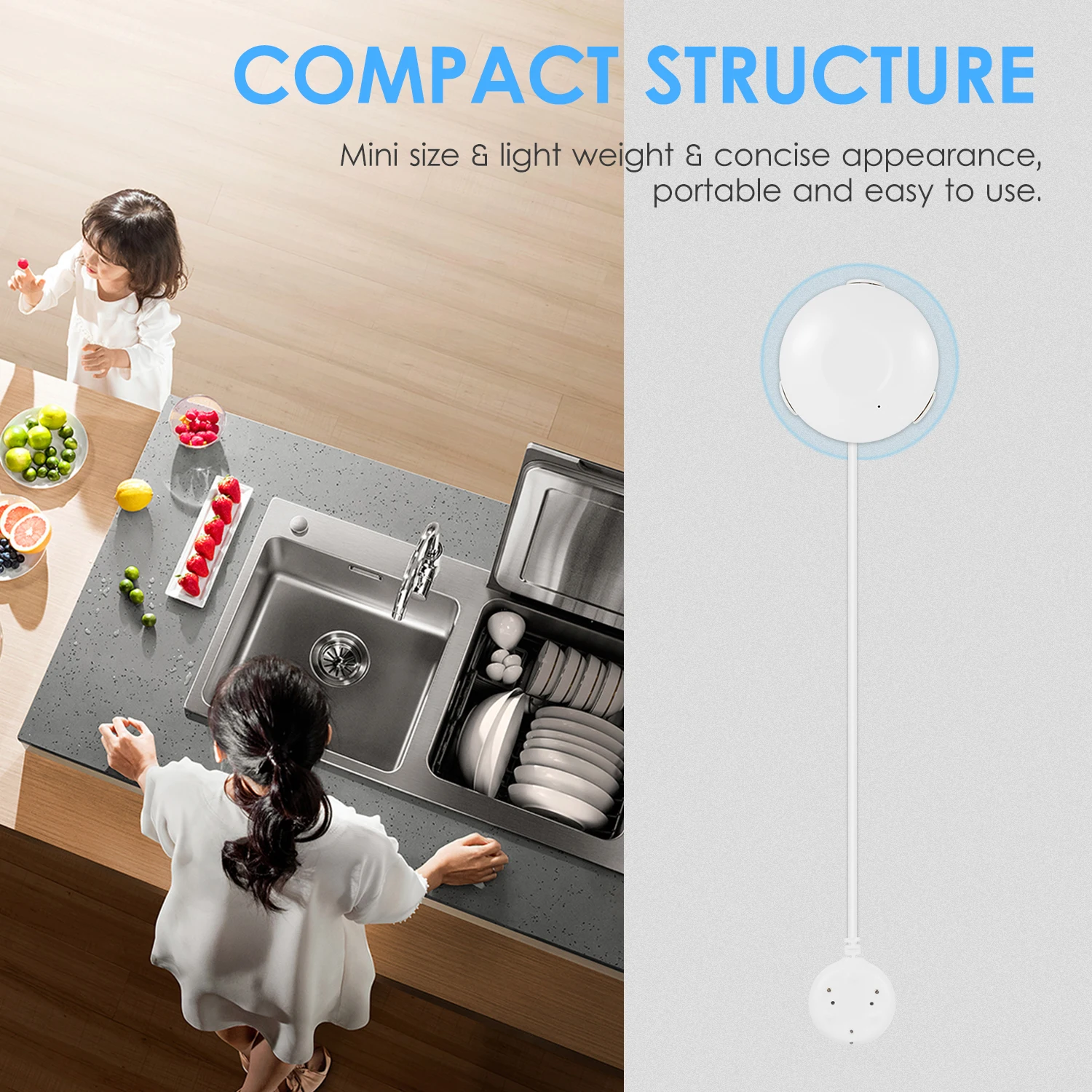 

Smart WIFI Water Sensor Household Water Leakage Sensor Water Leakage Alarm Sensor Water Detector Water Leakage Detector+Gateway