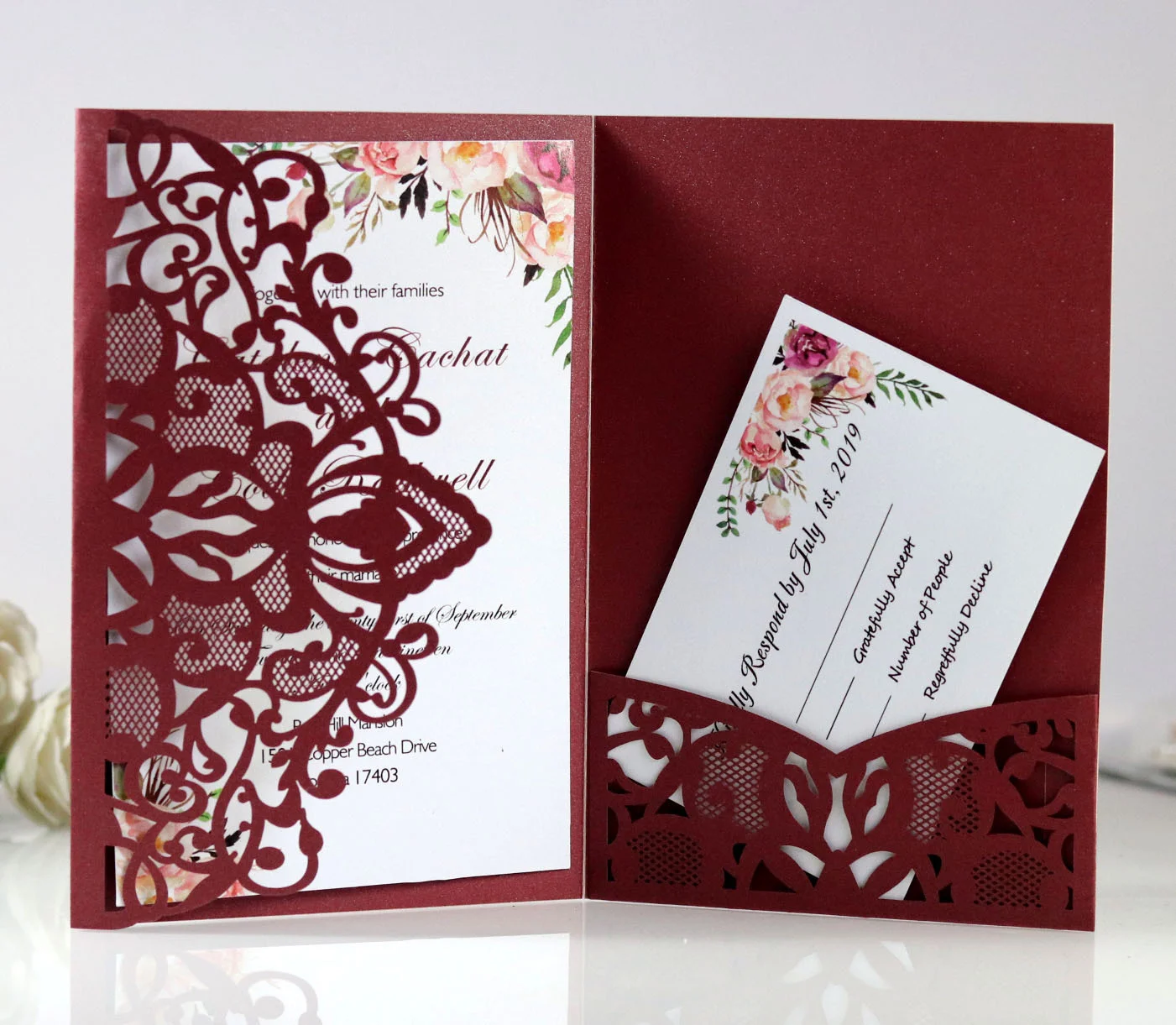 10pcs Exquisite Laser Cutting Wedding Invitation Custom Business And RSVP Card Greeting Decoration Party Supplies | Дом и сад