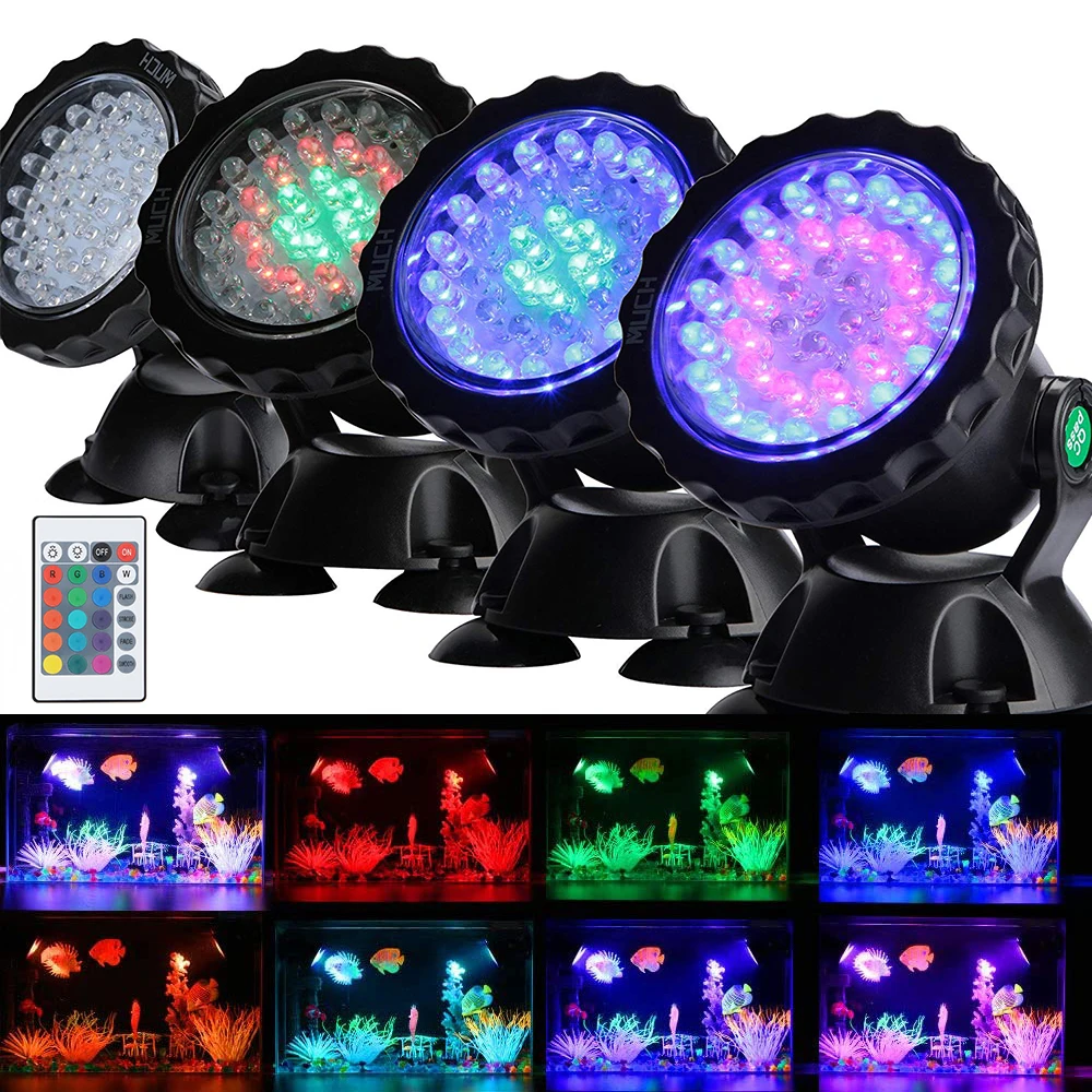 

New 36 LED Colorful Submersible Underwater Aquarium Spot Light for Water Garden Pond Fish tank (Set of 4 lights)