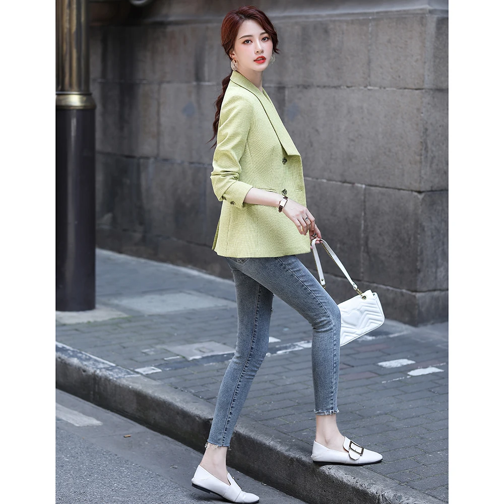 2020 модный осенний серый женский костюм куртка повседневный пальто с длинным