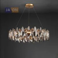 led postmodern crystal leaves silver gold chandelier hanging lamp lighting lustre chandelier lighting for dinning room