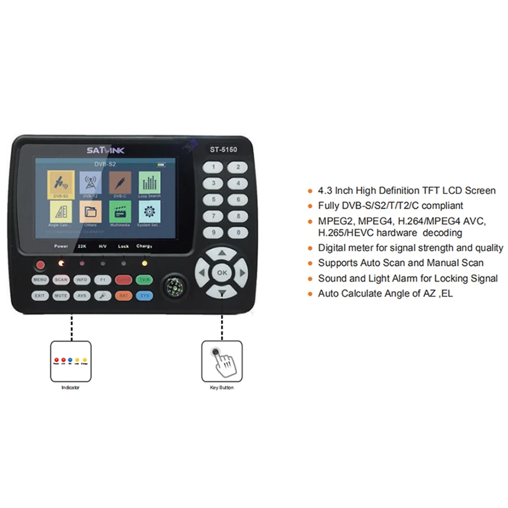 Оригинальный Диагональ 4 3 дюйма экрана Поддержка QPSK 8PSK 16APSK | Электроника