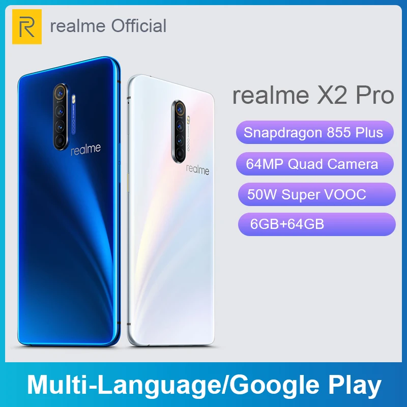 Realme X2 Pro X 2 6 Гб 64 5 ''мобильный телефон Snapdragon 855 Plus мегапиксельная
