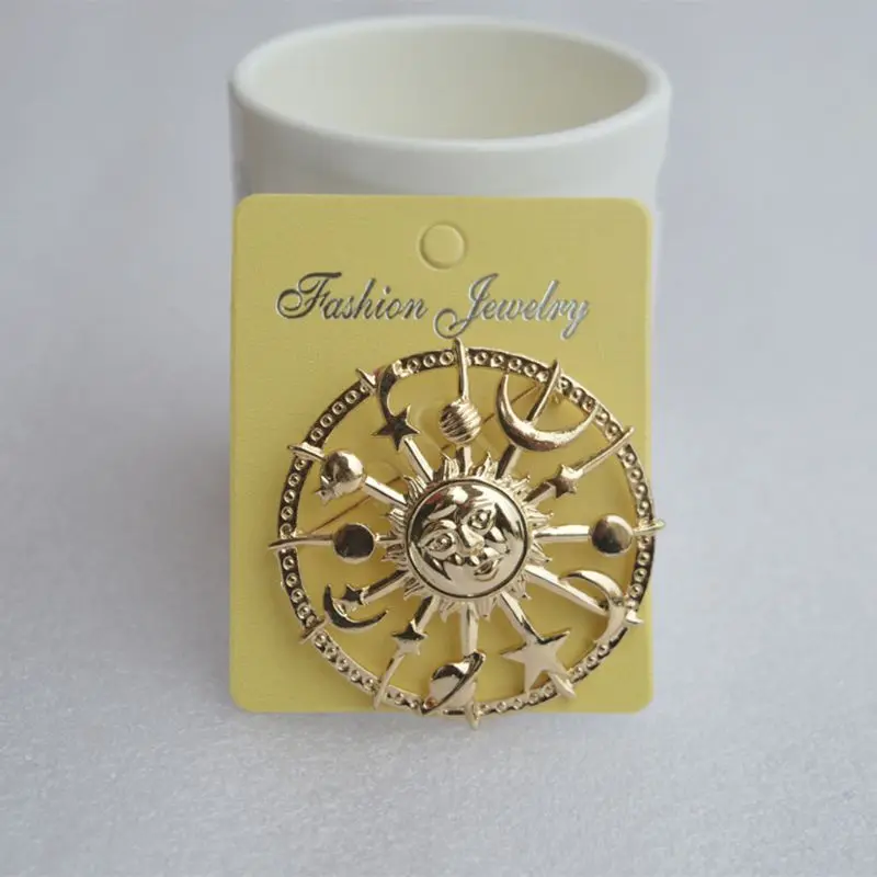 Золотая Звезда Луна солнце галактики руль брошь круглая космическая пара