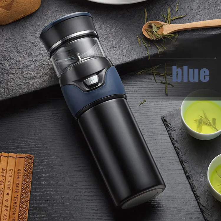 blue Бутылка термоса для сепарации воды чая 316 вакуумные склянки и бутылки из нержавеющей стали с чайным фильтром два крышки портативный 280 мл термо чашка - Цвет: blue