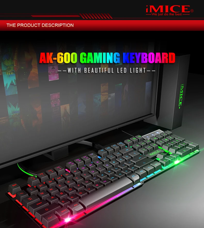 IMice игровая клавиатура 104 клавишные колпачки с RGB подсветкой механическая клавиатура игровая клавиатура с RU стикером для ПК ноутбука компьютера