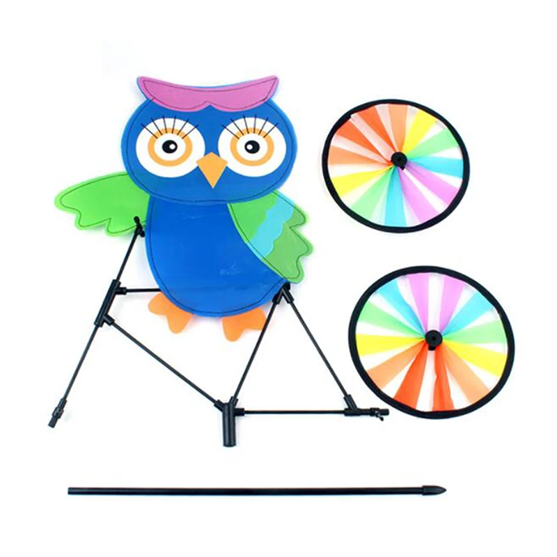 Животные Сова на велосипеде штифт ветряной мельницы Whirligig ветер Spinner открытый