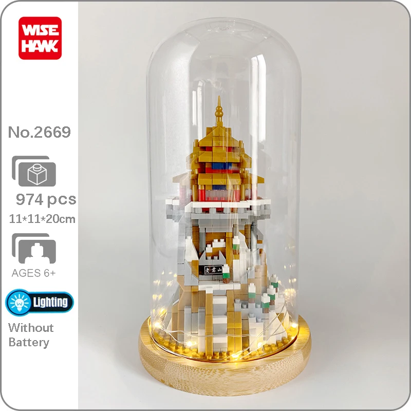 

WS 2669 Snow Mountain Building Blocks Temple Palace Winter Tree Led Light Display Cover Wood Base Mini Diamond Bricks Toy Gifts