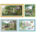 Приозерный пейзаж серия сделай сам, Набор для вышивки крестиком 11CT 14CT DMC на холсте, набор для китайской вышивки крестиком