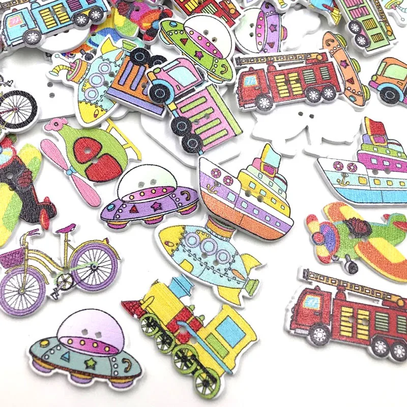 

20PCs Mixed Traffic Wooden Buttons Fit sewing Kid's Crafts Scrapbooking WB430