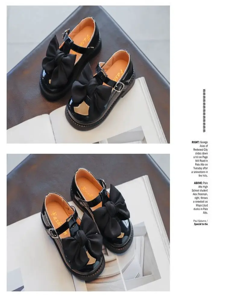 

Spring New Versatile Girl Bow Knot Princess Shoes Girl Round Head Shoes Fashion College Wind Kids Fashion Shoes Big Kids Shoes