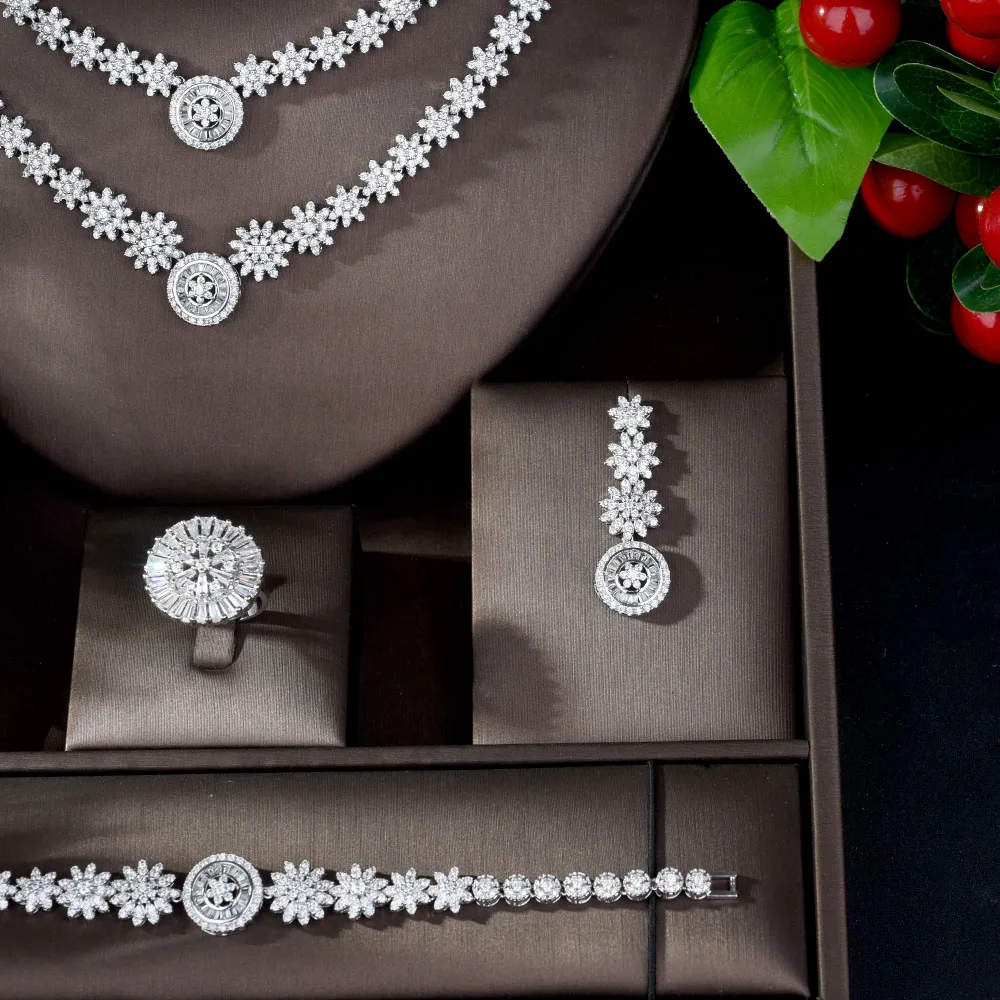 Новое поступление комплект свадебных украшений HIBRIDE из ожерелья и сережек белого