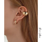 Серьги-каффы Peri'sBox, однотонные, золотистые, без пирсинга, с металлическим шариком, массивные, для женщин, минималистичные