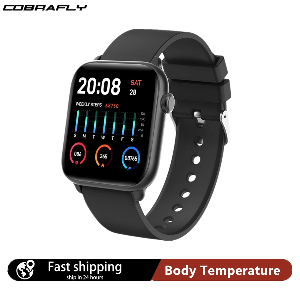 Смарт часы Cobrafly KW37pro измерение температуры тела пульсометр фитнес браслет для