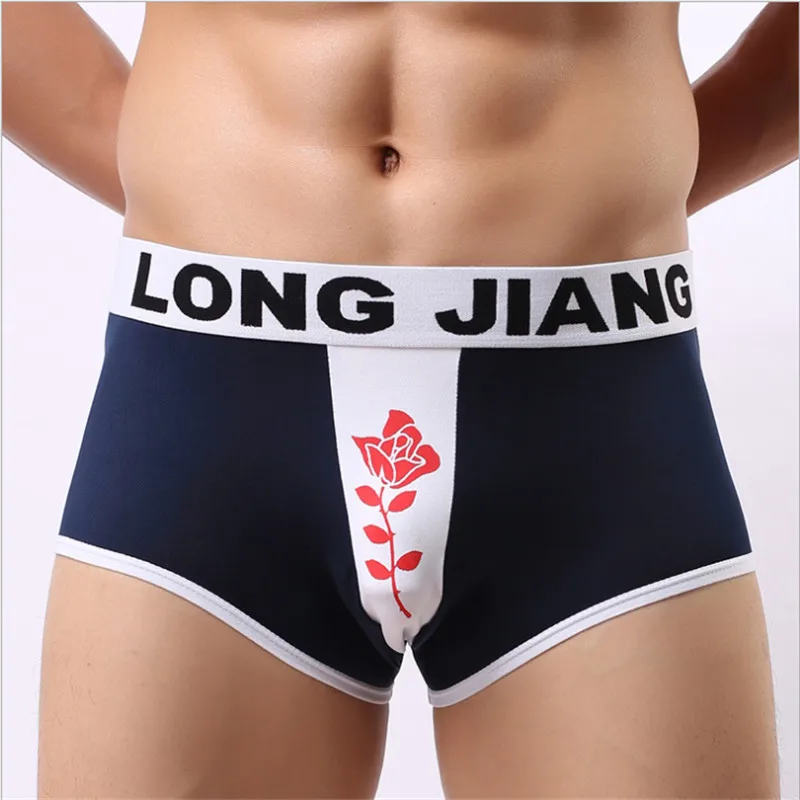 

4Pcs/Pack New Rose Flower Printed Mens Boxer Panties Thin And Slim Underpants Soft and Durable Homme Underwear Shorts