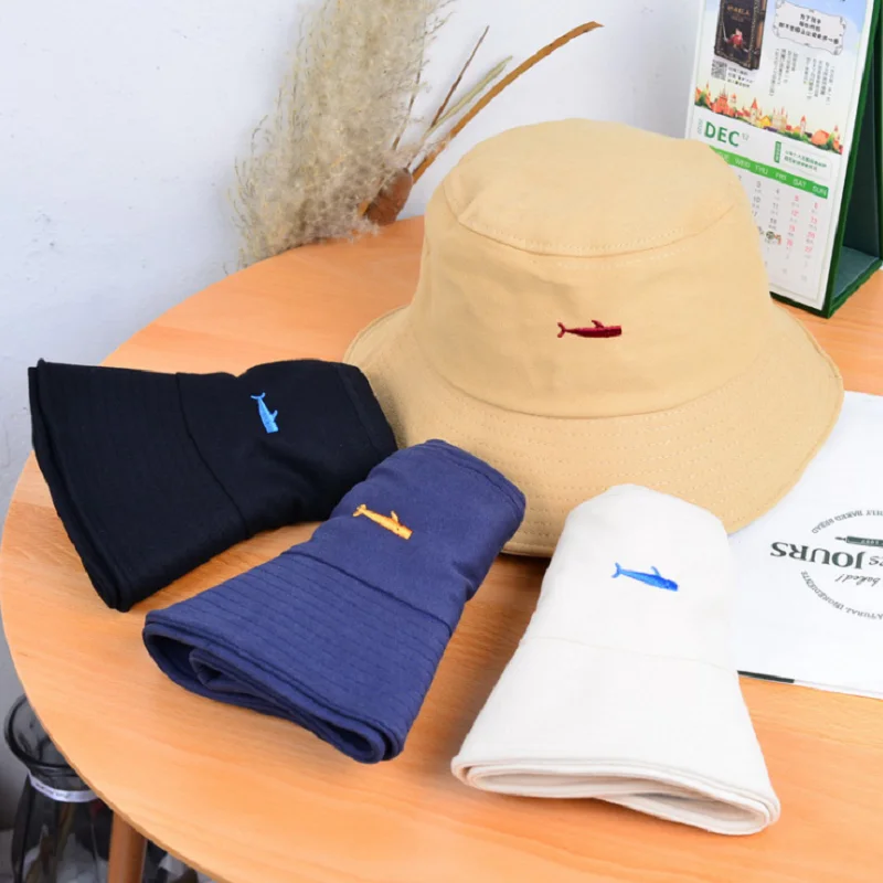 

Korean Summer Foldable Bucket Hat Women Embroidery Hip Hop Wide Brim Beach Uv Protection Round Top Sunscreen Men Buket Hat