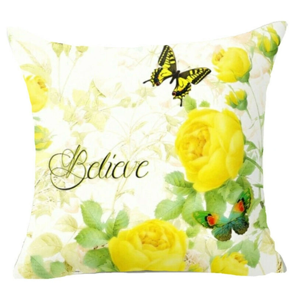 

Colorful Flower Printed Pillow Cover Rose Flower Pillow Decoration Throw Pillow Cases Home Decor Accessories