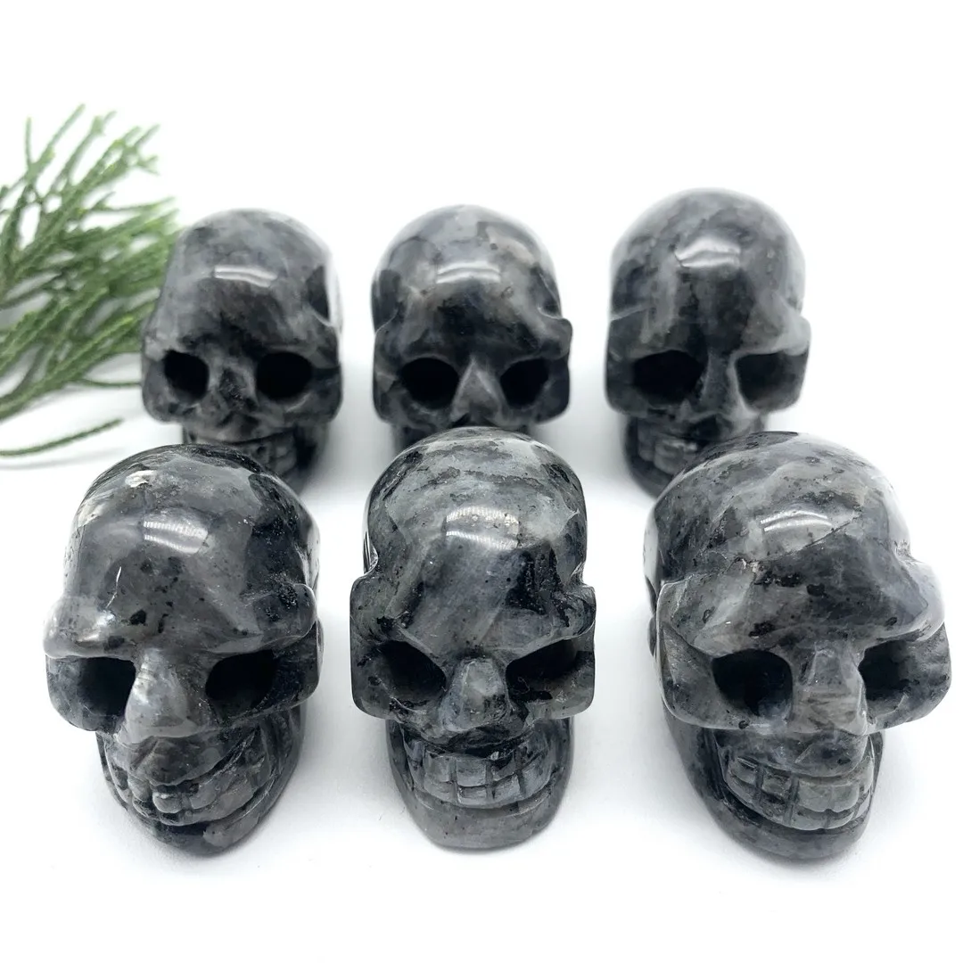 

Natural China Labradorite Quartz Ghost Head Carved Crystal Handmade Crystal Energy Home Ornaments Healing Decoration Stones
