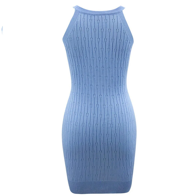 Вязаное мини Платье облегающее женское сексуальное безрукавка для девочек