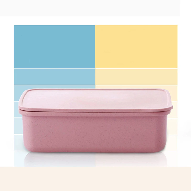 

Square Bamboo Fiber Lunch Box Environmental Protection Student Lunch Box Portable Lunch Box Set with Knife, Fork and Spoon