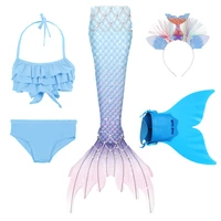 2021 kids girls swimming mermaid tail costume cosplay children swimsuit fantasy beach bikini can add monofin fin princess dress