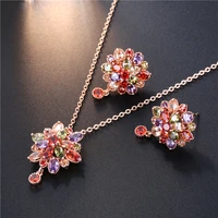 multicolor aaa zirconia jewelry sets for women girls jewelr gift pendant necklaces dangle earrings set