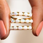 Регулируемые кольца для женщин из серебра 925 пробы с пятью овальными опалами