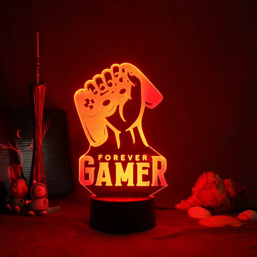 

3D Lamps Led Gamepad FOREVER GAMER RGB Night Lights Birthday Cool Neon Gift For Friend Bed Gaming Room Table Colorful Decoration