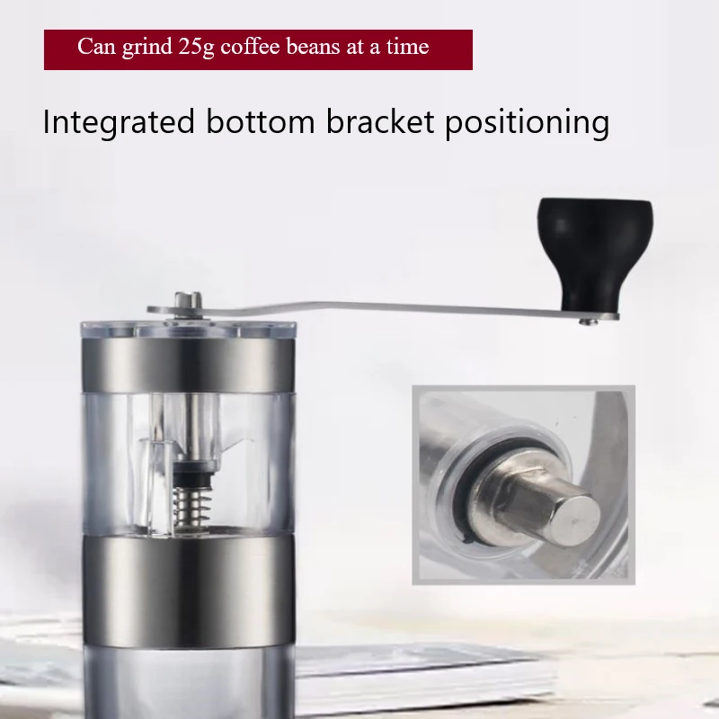 Серебристая кофемолка ручная шлифовальная машина ручной работы из нержавеющей