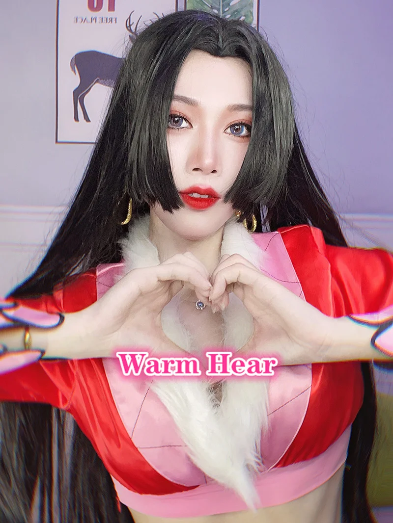 Аниме One Piece Боа Хэнкок косплей парик с серьгами длинные черные прямые