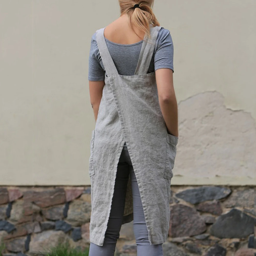 Новинка 2019 темно-синий хлопковый и Льняной Фартук Longwei домашняя одежда свободное