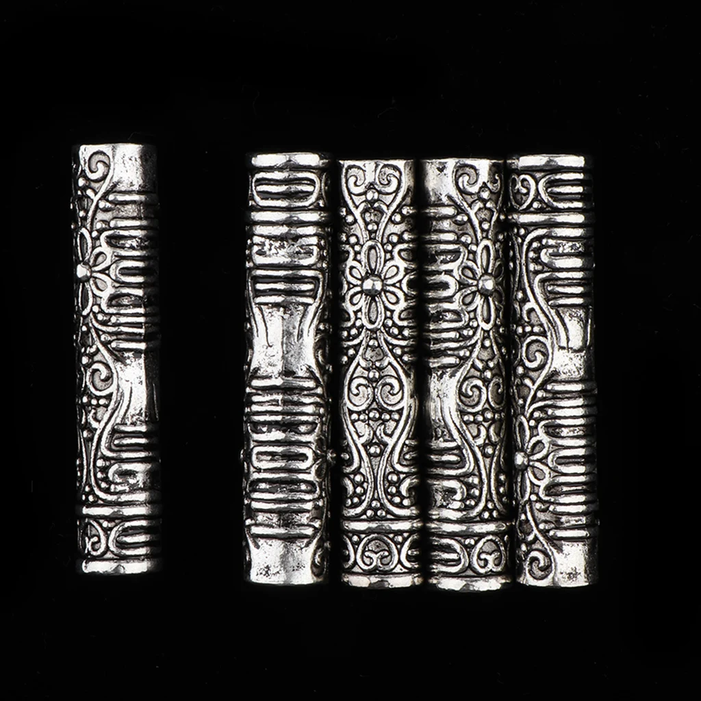 

5Pcs Dreadlocks Beads Alloy Dread Locks Silver Metal Cuffs Hair Decoration Braiding Hair Jewels for Hairdressing,Hairstyle
