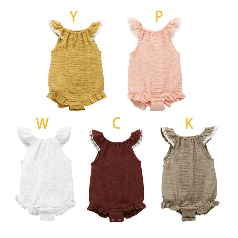 Bobora-Pelele de Color s&oacute;lido para ni&ntilde;as, ropa sin mangas con volantes y espalda descubierta, 0 a 24M-0