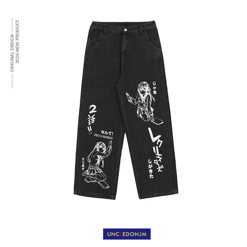 Мужские джинсы UNCLEDONJM 20AW с мультяшным принтом модный бренд BF Harajuku Уличная