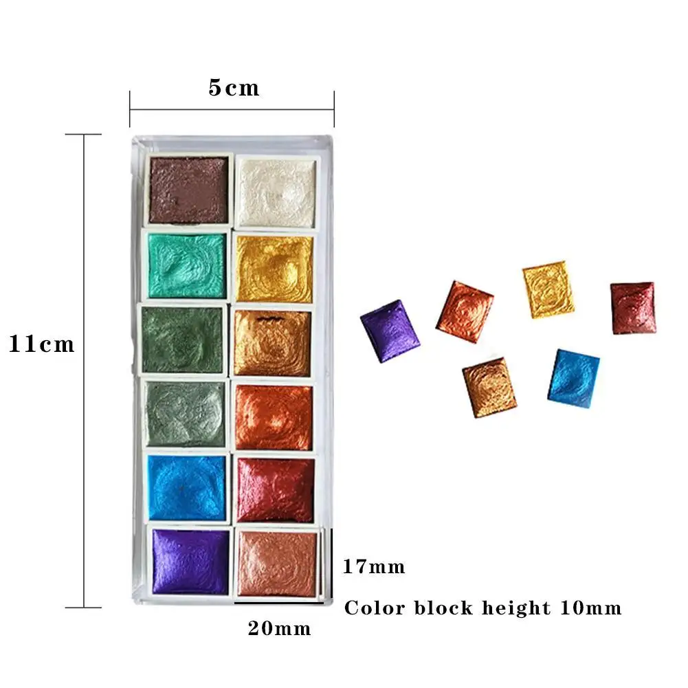 

12-color Pearlescent Watercolor Paint For Beginners Art Nail Paint Sketching Watercolor Calligraphy Hand-painted A5I4