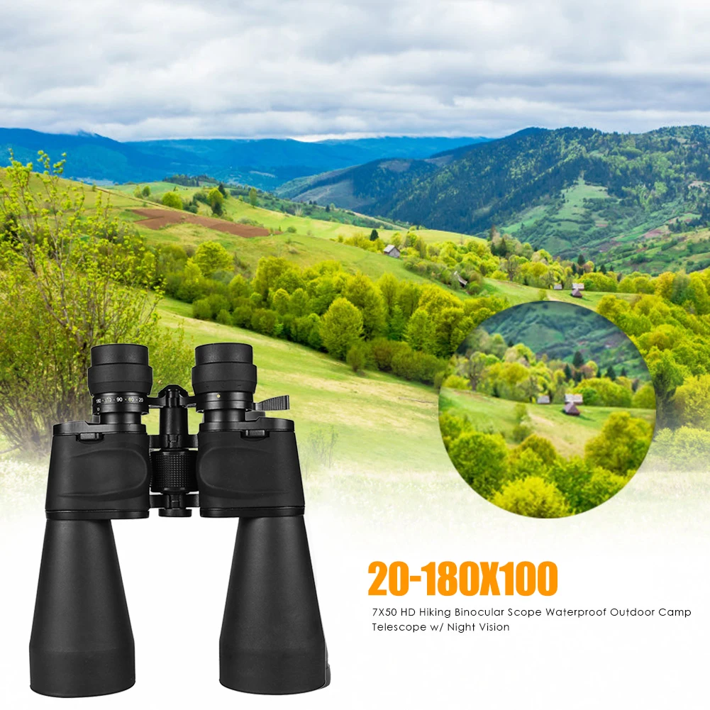 

20-180x100 HD High Power Binoculars Adjustable Zoom Telescope for Watching Bird Objective Lens Hunting Concert Scenery
