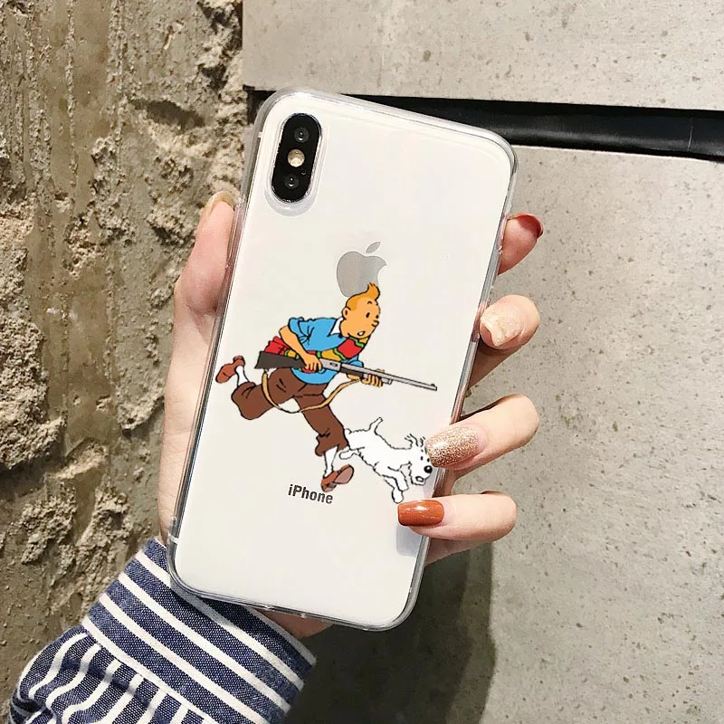 Мягкий силиконовый чехол из ТПУ Приключения Тинтина для телефона iPhone 12 11 11Pro MAX 6 6S