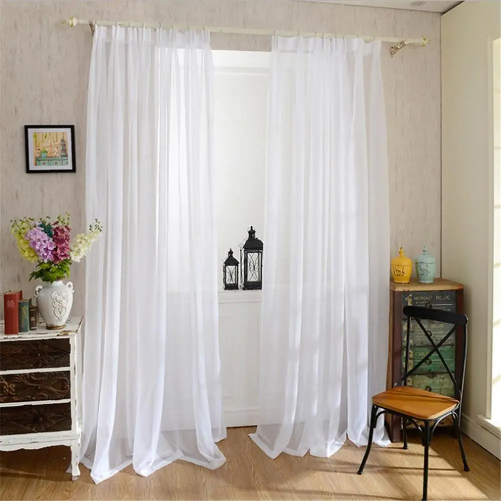

Европейские однотонные белые тюлевые занавески для окна шторы из пряжи для гостиной, кухни, современные оконные шторы из вуали по индивидуа...