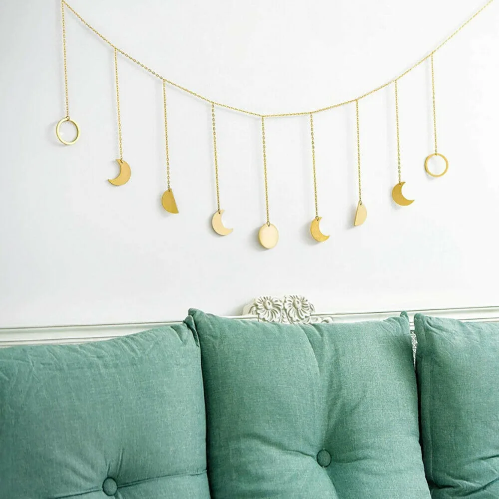 

Moon Phase With Chains Boho Hanging Ornaments Wall Hanging Room Decor Useful #4