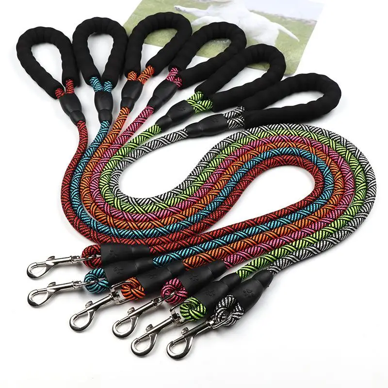 

Heavy Dog Rope Leash Nylon Pet Leads Soft Padded Handle Multicolor Leash for Large Medium Dogs Walking Supplies Accessories