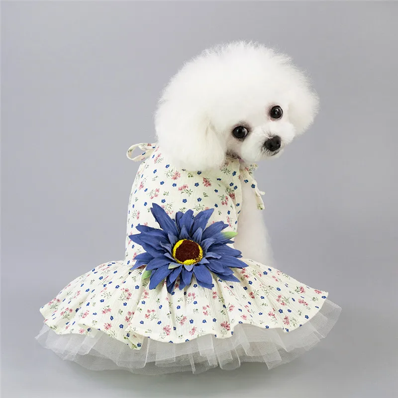 

Pet Clothing Pet Clothes Spring and Summer New Dog Skirt Thin Section Skirt Fashion Print Cute Sweet Wind Small Daisy Skirt
