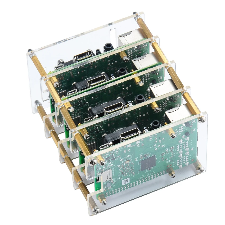 Последний чехол Raspberry pi 4 4-слойный Прозрачный Акриловый Корпус Корпуса для Pi 4B 3B + 3