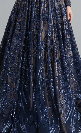 Sparkly Royal Blue Sequined Long Evening Dress Full Sleeves 2021 Sexy Open Back Dubai Arabic Women Prom Formal Party Gowns |