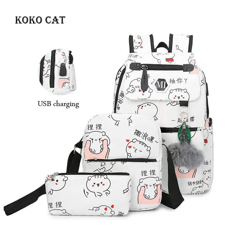 3 шт./комплект женские школьные сумки ортопедический ранец для девочек