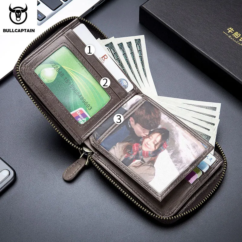 Кошелек BULLCAPTAIN мужской кожаный клатч с RFID защитой бумажник для мелочи посылка
