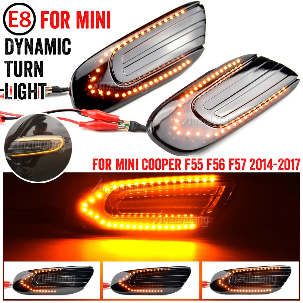 

2pcs Amber Dynamic Flowing Led Side Marker Turn Signal Light Sequential Blinker Lamp For MINI COOPER F55 F56 F57